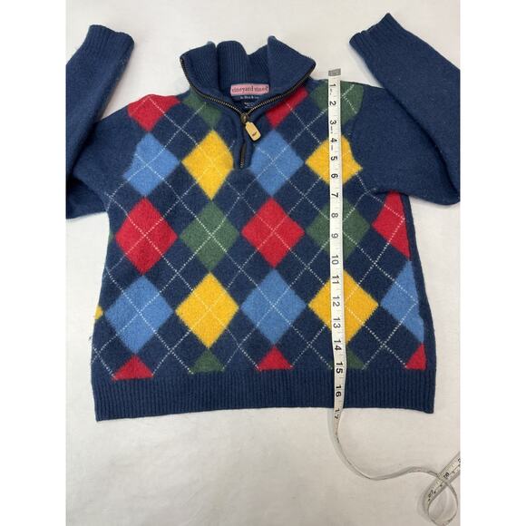 Vineyard Vines Kids Argyle Sweater Wool Cashmere Blend Blue Colorful Preppy Sz 5 - Picture 5 of 7